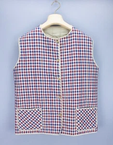 VINTAGE Aquascutum Jacket Womens Checkered Beige Reversible Vest Ladies Size 40* - Picture 1 of 17