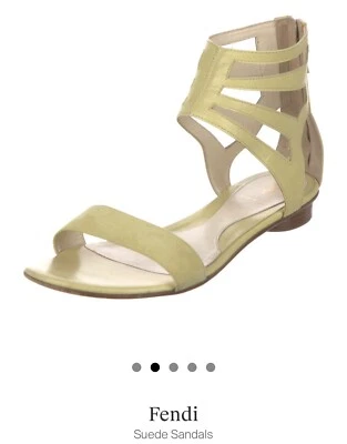 FENDI Yellow Suede and Leather Gladiator Ankle Cage Sandal Size 8 - Image 1 of 4
