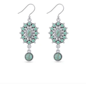 $29 LUCKY BRAND Turquoise Blossom Earring LC 401 - Picture 1 of 6
