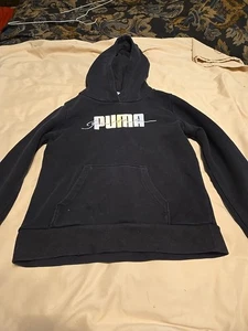 NEU Puma Youth Gr. 5/6 Fleece Hoodie, schwarz, pastell Puma Logo - Bild 1 von 8