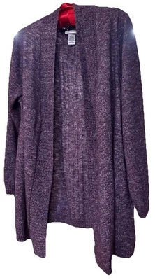 Catherines Women’s 1X Open Front Purple Marled Knit Cardigan Sweater 18/20W - Image 1 of 4
