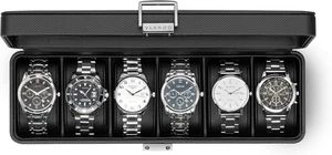Vlando 6-fach Uhrengehäuse für Herren, Uhrenbox mit Glasdeckel, abschließbarer Uhrenhalter - Bild 1 von 12