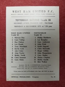 WHU v SPURS | 1971/1972 | SJFC CUP R1 | 6 DEC 1971 | UK FREEPOST - Picture 1 of 2
