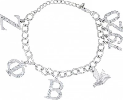 Zeta Phi Beta Austrian Crystal Charm Bracelet [Silver - Adjustable] - Image 1 of 2