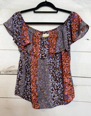 Blusa Maeve Talla M Floral Estampado Multicolor Volantes Anthropologie Boho Chic Foto 1 de 4