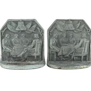 Vintage Cast Iron Bookends “Let Freedom Ring” – 1925 CT Foundry 5" Americana - Picture 1 of 10