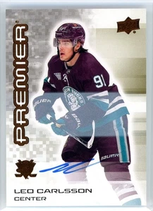 2024-25 UD PREMIER LEO CARLSSON BRONZE AUTO DUCKS ON CARD G20 - Picture 1 of 2