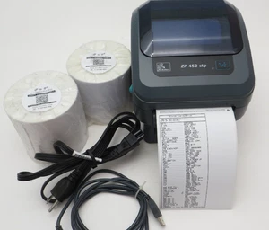 Zebra ZP 450 CTP Direct Thermal 200 DPI Label Printer Gray And LABELS - Picture 1 of 5