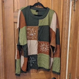 ROMWE Olive and Tan Knit Sweater - Picture 1 of 8