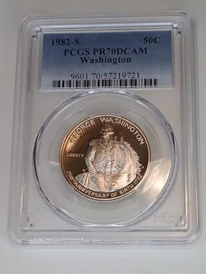 Silver 1982 S PCGS PR70DCAM Washigton Commemorative Half Dollar - Image 1 of 2