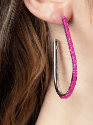 Pendientes J CREW Semilla Cuentas Fucsia Rosa Caliente Piedra NUEVA OFERTA 4 CARIDAD❤️361x2 Foto 1 de 4