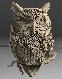 3D STL Model DECOR OWL for CNC 3D Router Printer Engraver Carving Aspire Artcam