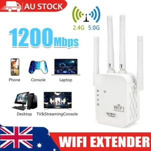 Wireless WiFi Extender 1200Mbps Range Repeater Amplifier Router Signal Booster - Picture 1 of 13