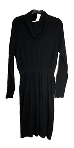Vestido Suéter Daisy Fuentes Talla XL Negro Capucha Cuello Hasta la Rodilla Pullover Para Mujer - Imagen 1 de 7