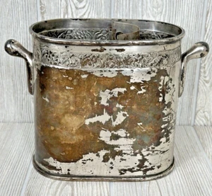 Pottery Barn Silber Teller Doppel Weinkühler Champagner Eimer Griffe Distressed - Bild 1 von 17