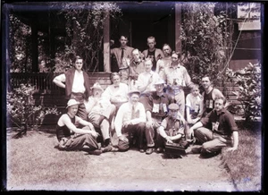 ANTIQUE GLASS NEGATIVE, M. B. C. ROWING CLUB, LAKE QUINSIGAMOND, GROUP PHOTO - Picture 1 of 1
