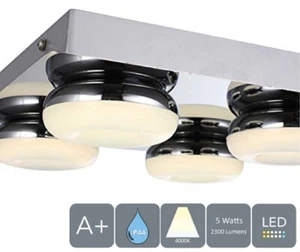 Luz de techo LED AUROLITE, acabado cromado, blanco natural, impermeable IP44, 20W - Imagen 1 de 5