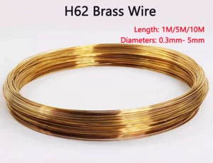 H62 Brass Wire Brass Thread DIY Copper Thread Thin Round Rod Diameters 0.3mm-5mm - Picture 1 of 9
