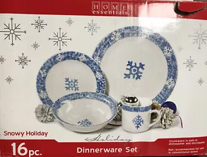 NEW Vintage Home Essentials Snowy Holiday DINNERWARE 16 piece set Service for 4 - Picture 1 of 4