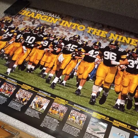 1990 IOWA HAWKEYES Football Schedule Poster Hayden Frye 30"x20" Rare Find Cover