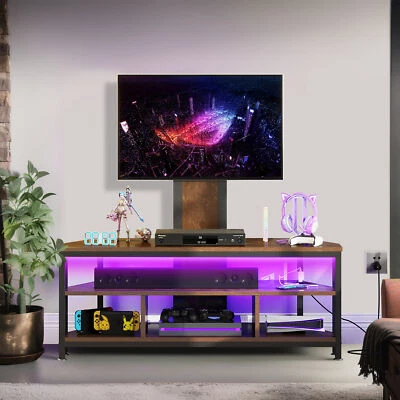 Corner TV Stand with Mount & Power Outlets & LED Lights For 32 to 70 inch TVs - Image 1 of 4