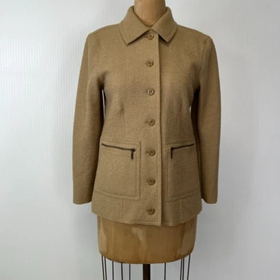 Talbots Jacket Women P Petite Alpaca Wool Button Up Beige Pocket Coat Core No - Image 1 of 4