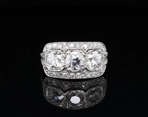 Handmade Deco 2.18cttw Old Cut Diamond Cluster Platinum Ring Sz J1/2 Val $14360 - Picture 1 of 6