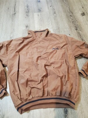Vintage Izod Golf Clubs Embroidered Jacket Men Medium Brown Windbreaker Taiwan - Imagem 1 de 4