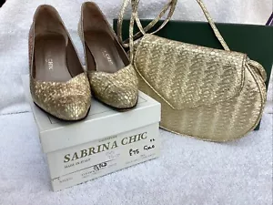 Sabrina Chic Gold Diamanté 202 Matching Shoes Size 5 and Handbag (Both Boxed) - Picture 1 of 22