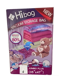 Hibag Space Saver Vacuum Seal Storage Bags 4 PK Blanket Quilt Jumbo Plus 35"x47" - Picture 1 of 1