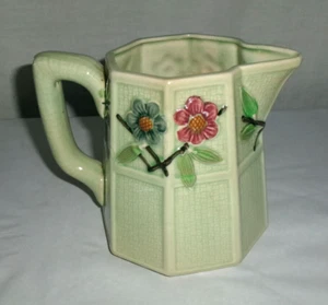 Antique Majolica Green Floral Pitcher Japan - Picture 1 of 4