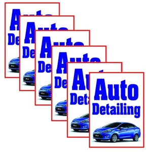 Auto Detailing Retail Window Display Paper Signs | Pack of 6 | 18"w x 24"h - Picture 1 of 4