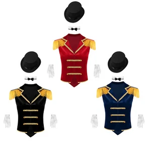 Womens Circus Ringmaster Festival Costume Set Holiday Tops Magic Showwomen Vest - Picture 1 of 41