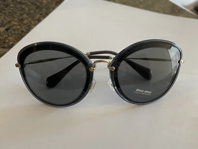 MIU MIU Blue Black Gray & Gold Designer Sunglasses SMU 50R 54 26 1AB-9K1 140 2N  - Image 1 of 4