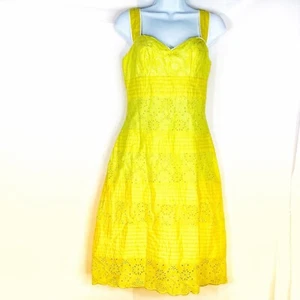 Lilly Pulitzer Size 4 Dress Vintage Eyelet Two Layer Sleeveless Floral Yellow - Picture 1 of 9