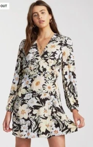 Billabong L Size 12 - 14 Floral Lotta Love Mini Wrap Dress - Picture 1 of 9