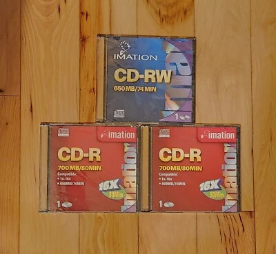 Imation CD-R Lot 80min × 2 + 74min × 1 Jewel Cases NEW Sealed 650/700 MB NOS - Image 1 of 2