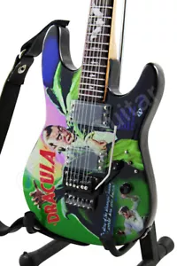 Miniature Guitar Kirk Hammett Metallica DRACULA Art Style & Strap - Picture 1 of 2