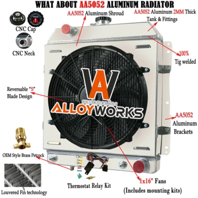 ALLOY 4 Row Radiator Shroud Fan Relay For 1958 Chevrolet Impala Caprice Belair - Image 1 of 4