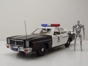 Dodge Monaco 1977 Police Terminator mit T-800 Figur Modellauto 1:18 Greenlight - Bild 1 von 10