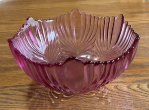 FENTON DUSTY ROSE #9627DK BOWL BEAUTY PATTERN 1986-89 VINTAGE ART GLASS 9 INCH - Picture 1 of 7