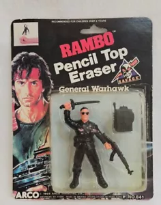 Cancellatore top a matita vintage 1986 Rambo General Warhawk - Nuovo in confezione - Foto 1 di 10