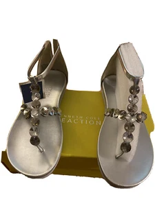 Kenneth Cole Reaction Women's Slim Key Gladiator Sandal Size 7.5, Silver - Picture 1 of 3