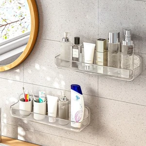 2pc Acrylic Wall Mount Organizer, Adhesive Shelf, Bathroom Shelves for Wall, ... - Picture 1 of 8