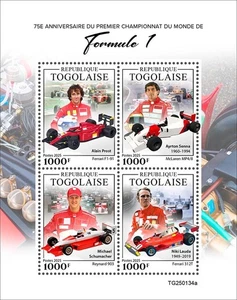 Formula 1 Alain Prost Ayrton Senna Michael Schumacher MNH Stamps 2025 Togo M/S - Picture 1 of 1