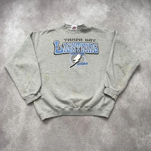Vintage Tampa Bay Lightning Sweatshirt Mens Large Gray NHL Hockey Crewneck 90s - Picture 1 of 16