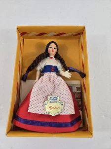 Vintage 5.5" Eros Tessin Souvenir Doll Folk Italy Brown braided Hair Rare - Picture 1 of 7