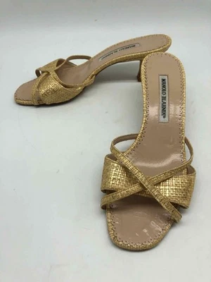 Pre-Owned Manolo Blahnik Tan Size 38 Mule Heels - Image 1 of 4