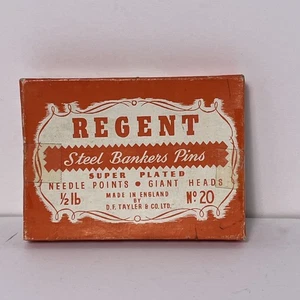 Vintage REGENT Schneiderei Pins No 20 DF Tayler Made in England Box fast voll - Bild 1 von 6