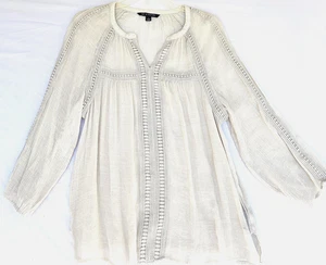 Zac & Rachel tunica camicia donna grande bianca orlo all'uncinetto boho top contadino - Foto 1 di 9